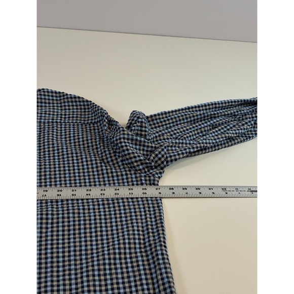 Vineyard Vines OTG Blue Long Sleeve Button Seersucker Gingham Shirt Blue Men 2XL - Picture 8 of 12